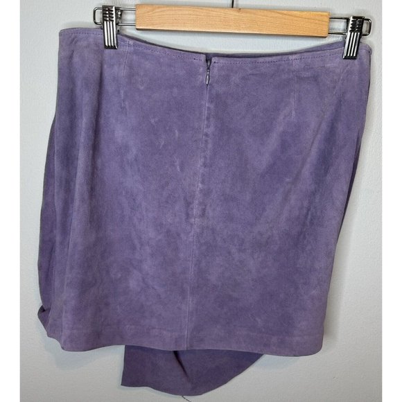 Cusp Neiman Marcus 100% Genuine Leather Purple Skirt Women’s Size Medium Short - Picture 2 of 4
